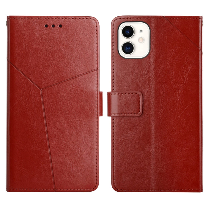 Estuche para teléfono de cuero con tapa horizontal y costuras en Y con soporte y ranuras para tarjetas y billetera y marco de fotos