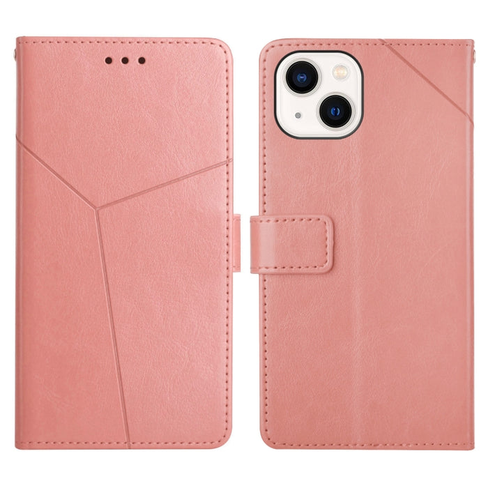 Estuche para teléfono de cuero con tapa horizontal y costuras en Y con soporte y ranuras para tarjetas y billetera y marco de fotos