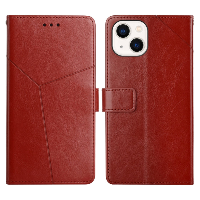 Estuche para teléfono de cuero con tapa horizontal y costuras en Y con soporte y ranuras para tarjetas y billetera y marco de fotos