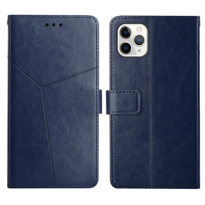 Estuche para teléfono de cuero con tapa horizontal y costuras en Y con soporte y ranuras para tarjetas y billetera y marco de fotos