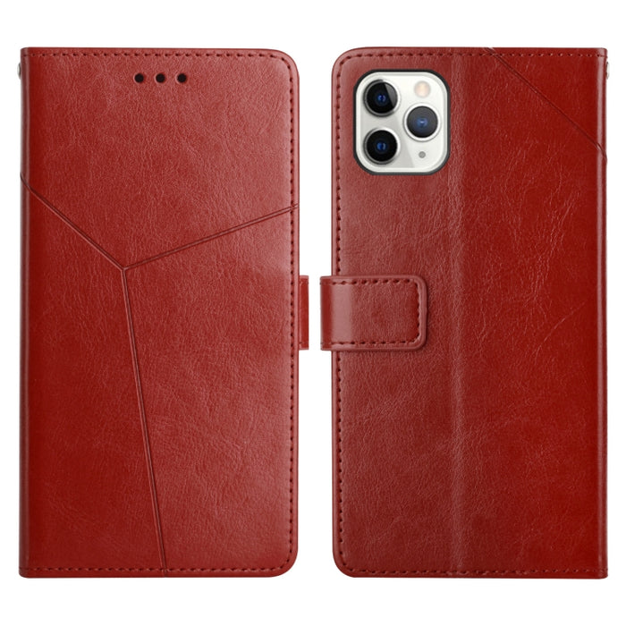 Estuche para teléfono de cuero con tapa horizontal y costuras en Y con soporte y ranuras para tarjetas y billetera y marco de fotos