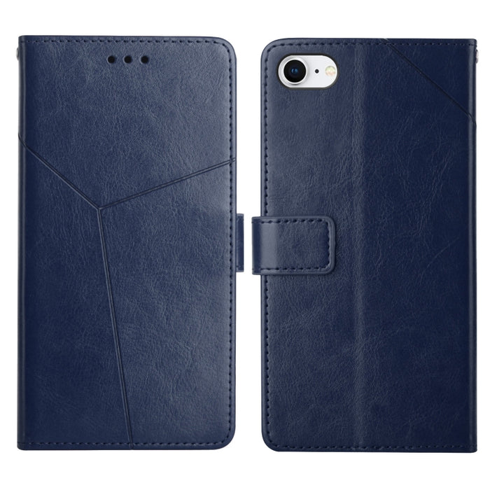 Estuche para teléfono de cuero con tapa horizontal y costuras en Y con soporte y ranuras para tarjetas y billetera y marco de fotos