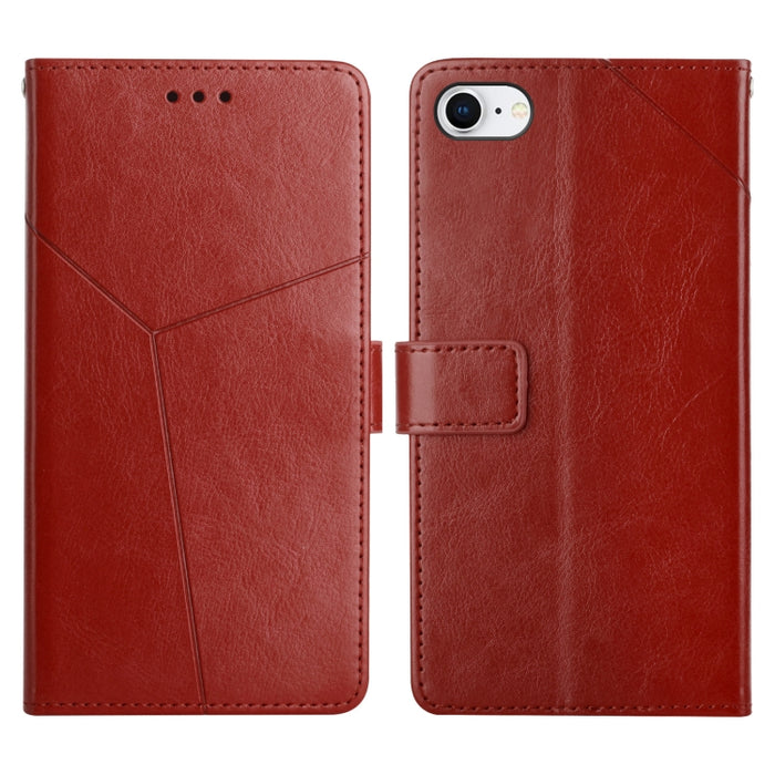 Estuche para teléfono de cuero con tapa horizontal y costuras en Y con soporte y ranuras para tarjetas y billetera y marco de fotos