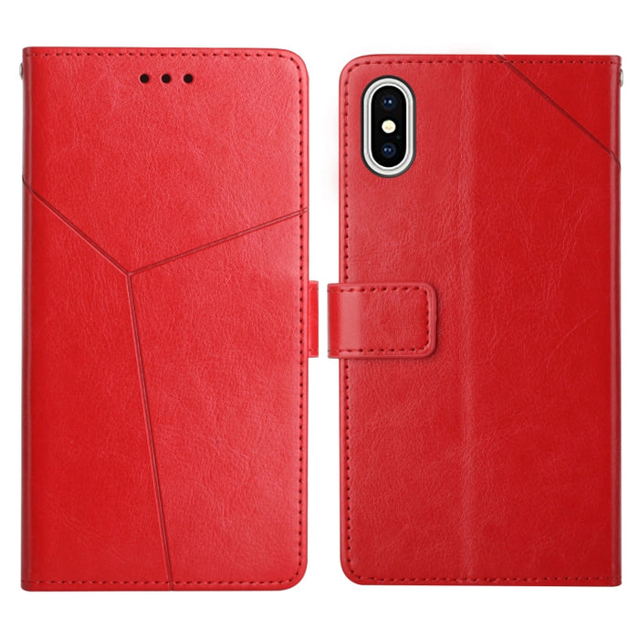 Estuche para teléfono de cuero con tapa horizontal y costuras en Y con soporte y ranuras para tarjetas y billetera y marco de fotos