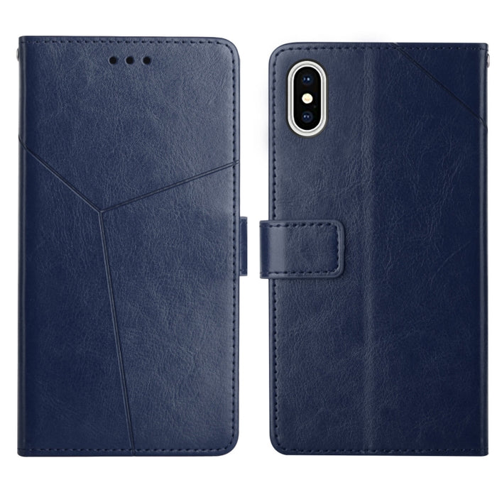 Estuche para teléfono de cuero con tapa horizontal y costuras en Y con soporte y ranuras para tarjetas y billetera y marco de fotos