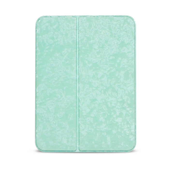 Estuche para tableta de cuero con doble pliegue horizontal y textura de concha con soporte y función de suspensión / activación