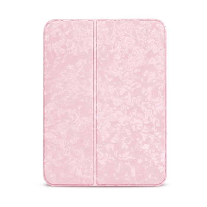 Estuche para tableta de cuero con doble pliegue horizontal y textura de concha con soporte y función de suspensión / activación