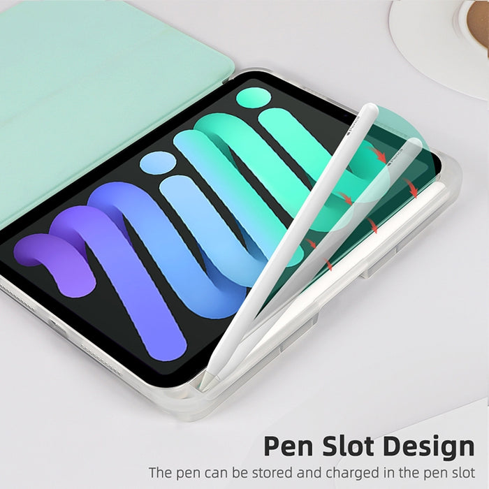 Estuche para tableta de cuero con doble pliegue horizontal y textura de concha con soporte y función de suspensión / activación