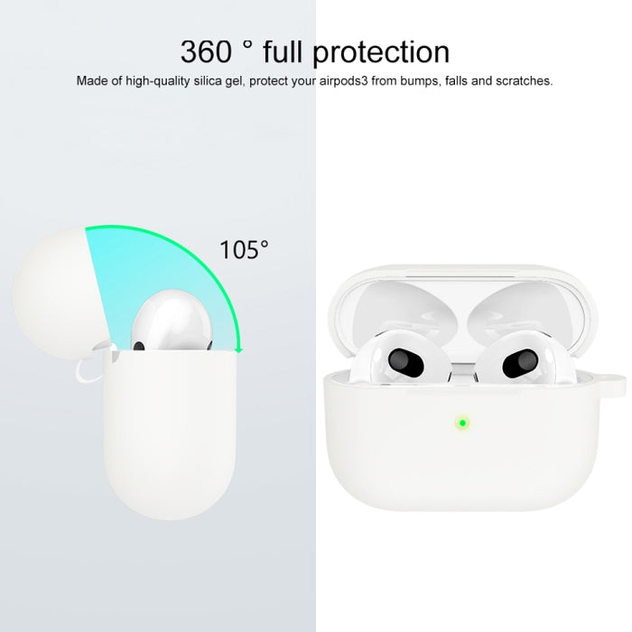 Estuche protector de auriculares de fondo redondo de silicona espesa con gancho para AirPods 3