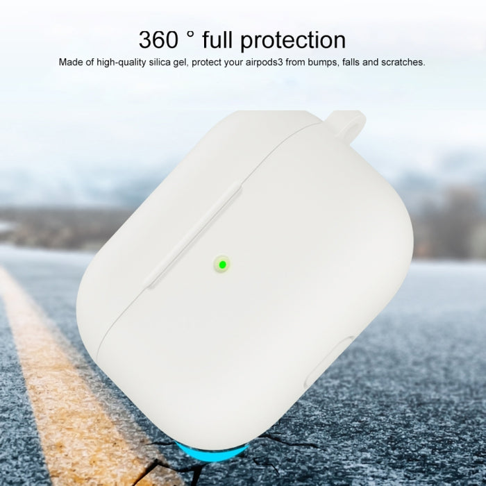 Estuche protector de auriculares de fondo redondo de silicona espesa con gancho para AirPods 3