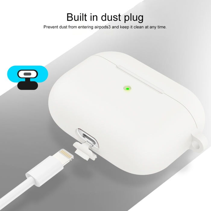 Estuche protector de auriculares de fondo redondo de silicona espesa con gancho para AirPods 3