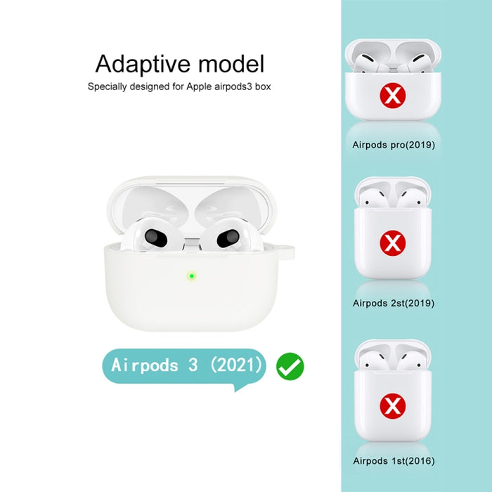 Estuche protector de auriculares de fondo redondo de silicona espesa con gancho para AirPods 3