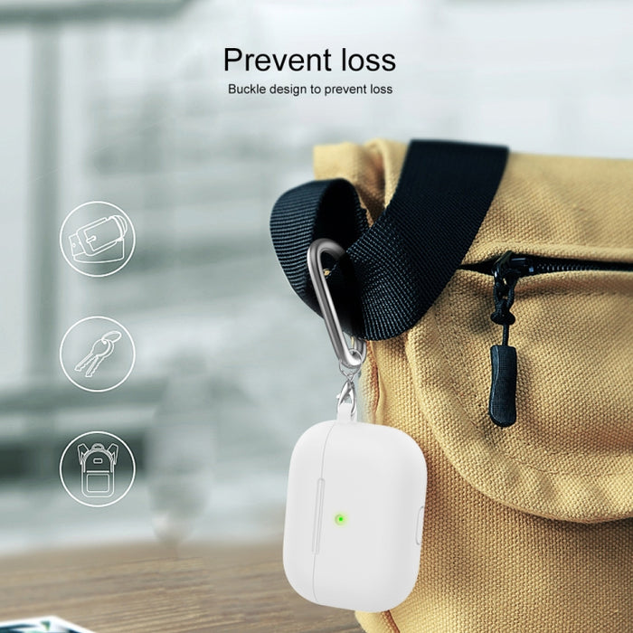 Estuche protector de auriculares de fondo redondo de silicona espesa con gancho para AirPods 3