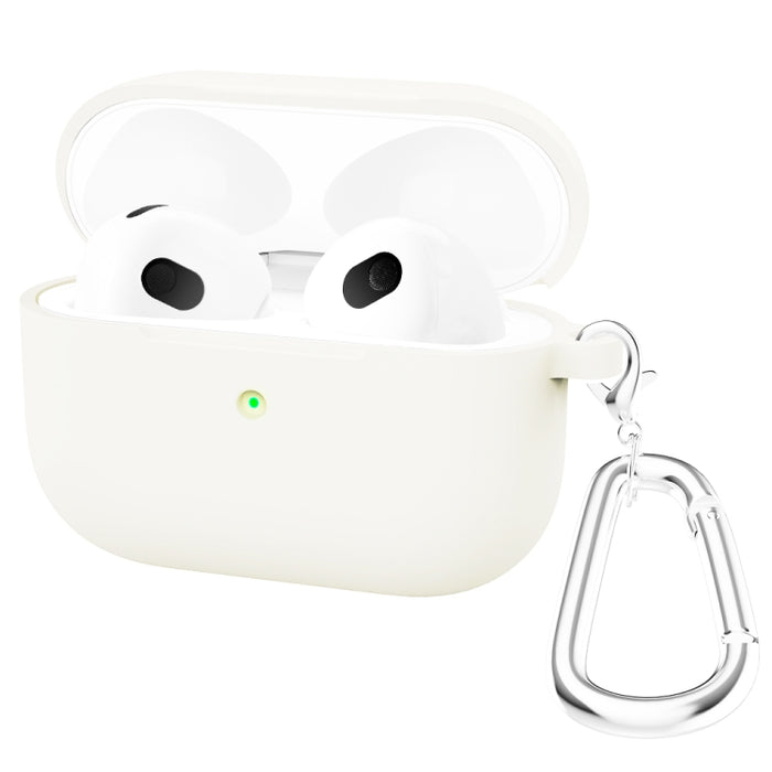 Estuche protector de auriculares de fondo redondo de silicona espesa con gancho para AirPods 3