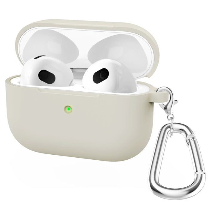 Estuche protector de auriculares de fondo redondo de silicona espesa con gancho para AirPods 3
