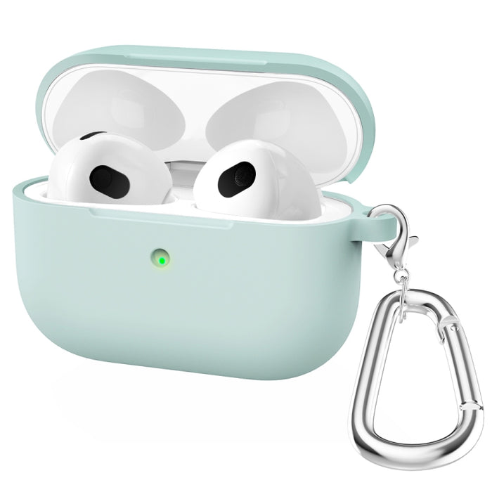 Estuche protector de auriculares de fondo redondo de silicona espesa con gancho para AirPods 3