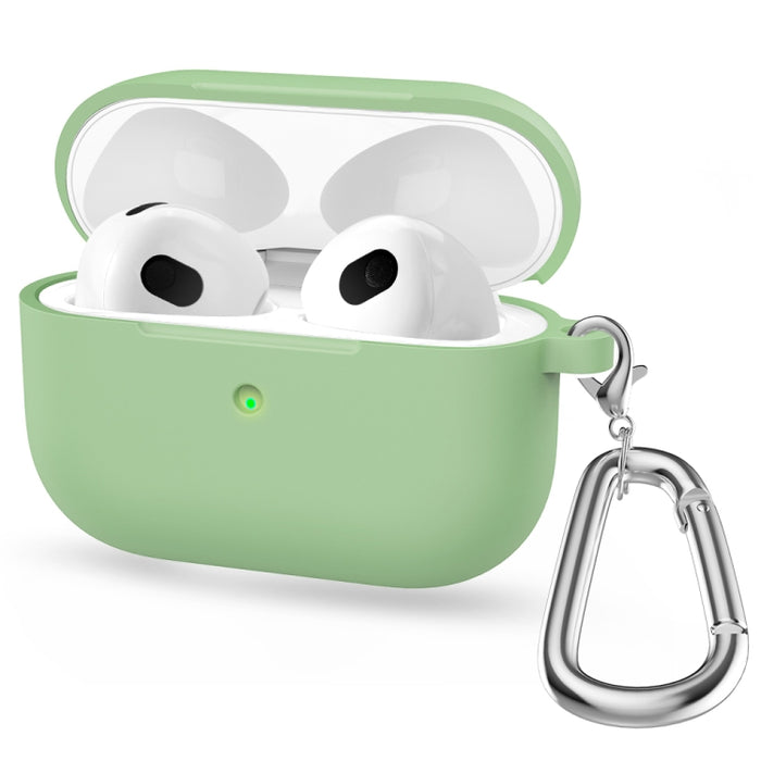 Estuche protector de auriculares de fondo redondo de silicona espesa con gancho para AirPods 3