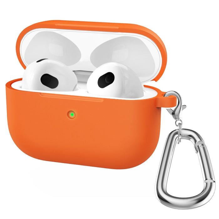 Estuche protector de auriculares de fondo redondo de silicona espesa con gancho para AirPods 3