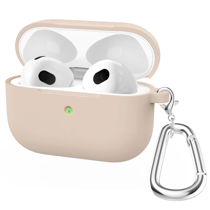 Estuche protector de auriculares de fondo redondo de silicona espesa con gancho para AirPods 3