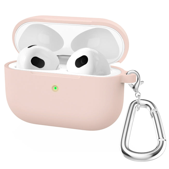 Estuche protector de auriculares de fondo redondo de silicona espesa con gancho para AirPods 3