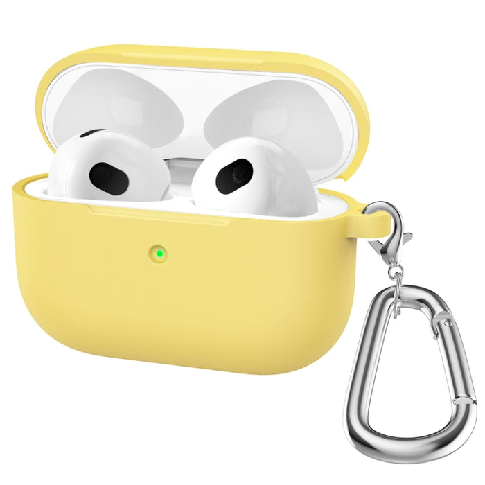 Estuche protector de auriculares de fondo redondo de silicona espesa con gancho para AirPods 3