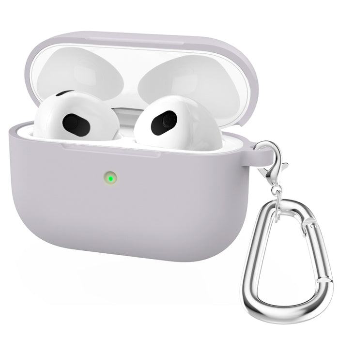 Estuche protector de auriculares de fondo redondo de silicona espesa con gancho para AirPods 3