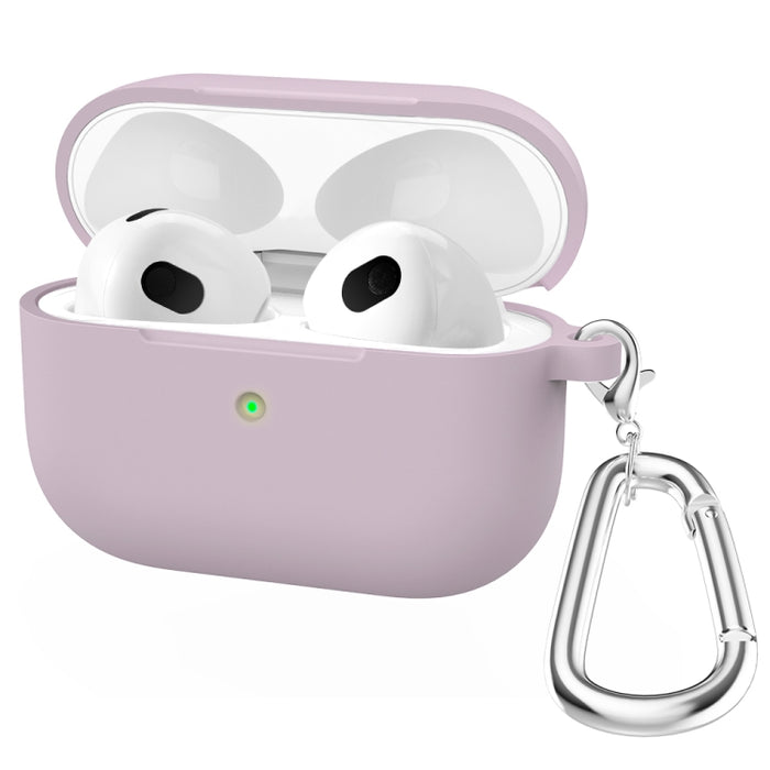 Estuche protector de auriculares de fondo redondo de silicona espesa con gancho para AirPods 3