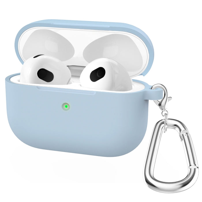 Estuche protector de auriculares de fondo redondo de silicona espesa con gancho para AirPods 3