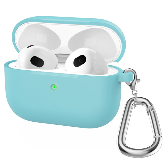 Estuche protector de auriculares de fondo redondo de silicona espesa con gancho para AirPods 3