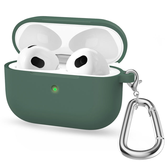 Estuche protector de auriculares de fondo redondo de silicona espesa con gancho para AirPods 3