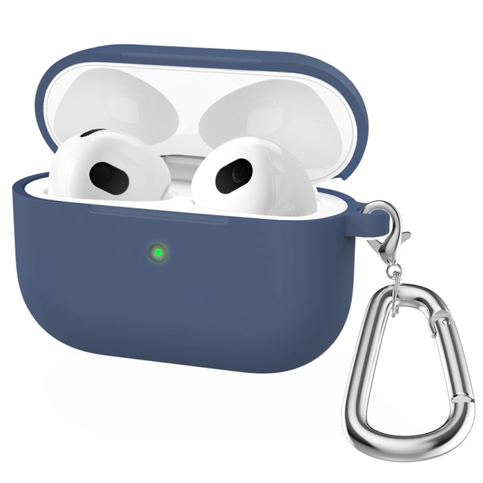 Estuche protector de auriculares de fondo redondo de silicona espesa con gancho para AirPods 3