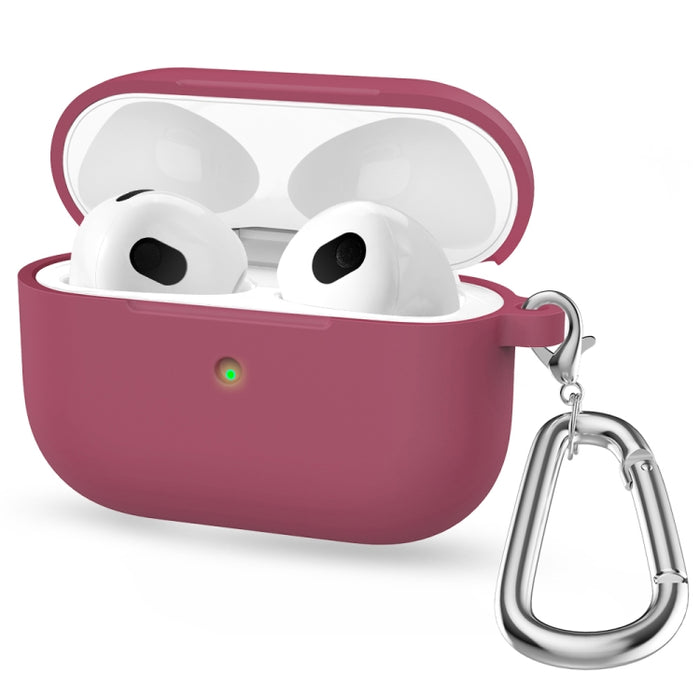 Estuche protector de auriculares de fondo redondo de silicona espesa con gancho para AirPods 3