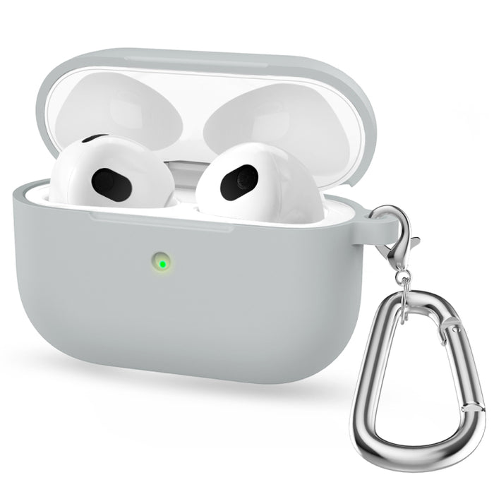 Estuche protector de auriculares de fondo redondo de silicona espesa con gancho para AirPods 3
