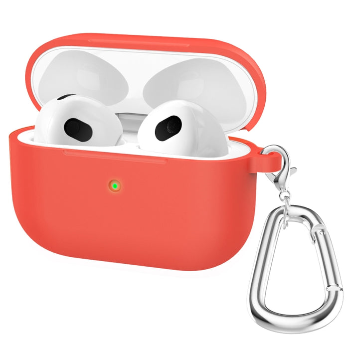 Estuche protector de auriculares de fondo redondo de silicona espesa con gancho para AirPods 3