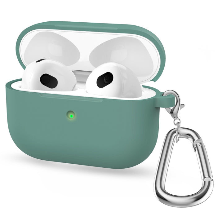 Estuche protector de auriculares de fondo redondo de silicona espesa con gancho para AirPods 3