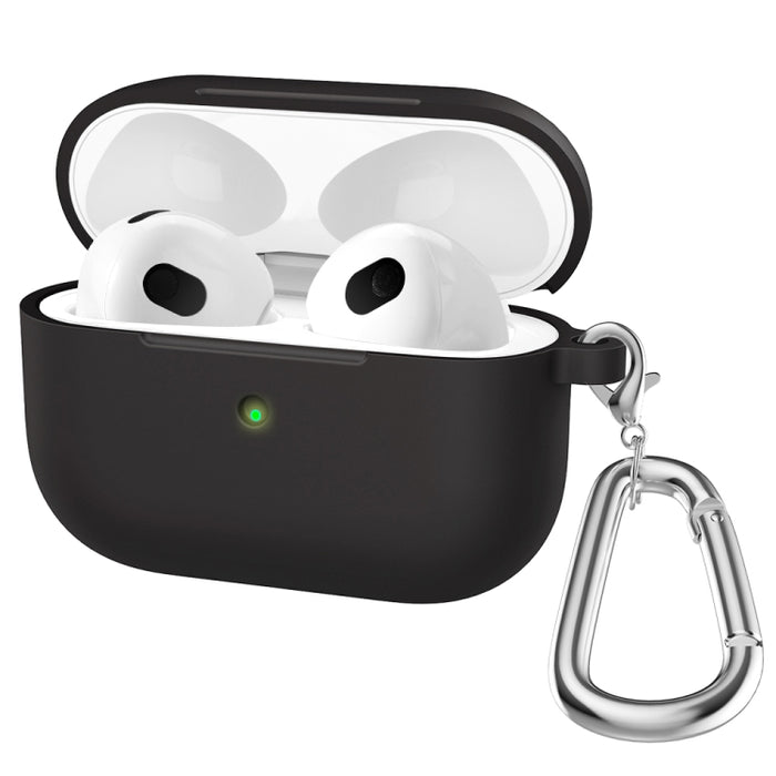 Estuche protector de auriculares de fondo redondo de silicona espesa con gancho para AirPods 3
