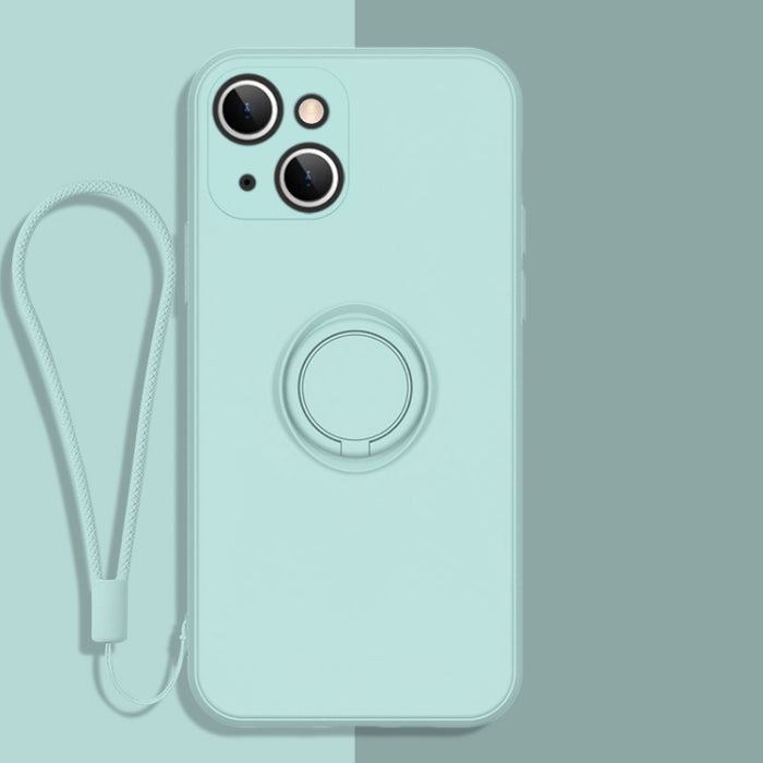 Estuche protector de teléfono de silicona líquida todo incluido con soporte para anillo y cordón