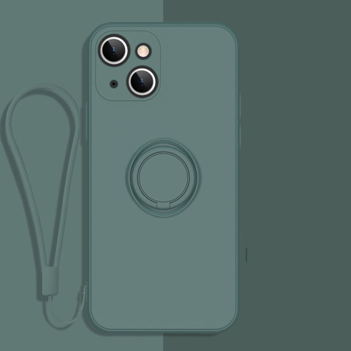 Estuche protector de teléfono de silicona líquida todo incluido con soporte para anillo y cordón