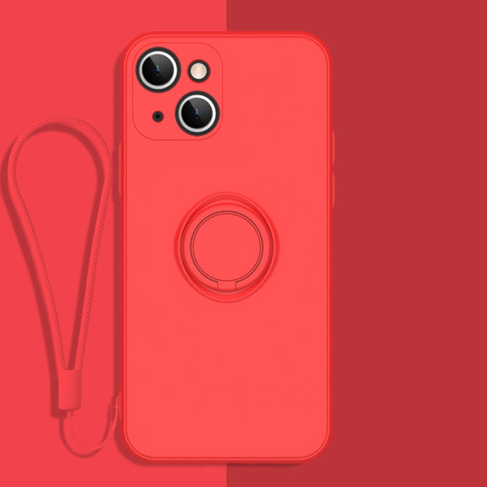 Estuche protector de teléfono de silicona líquida todo incluido con soporte para anillo y cordón