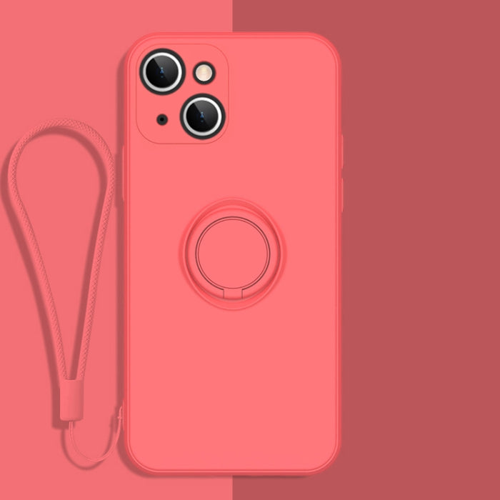 Estuche protector de teléfono de silicona líquida todo incluido con soporte para anillo y cordón