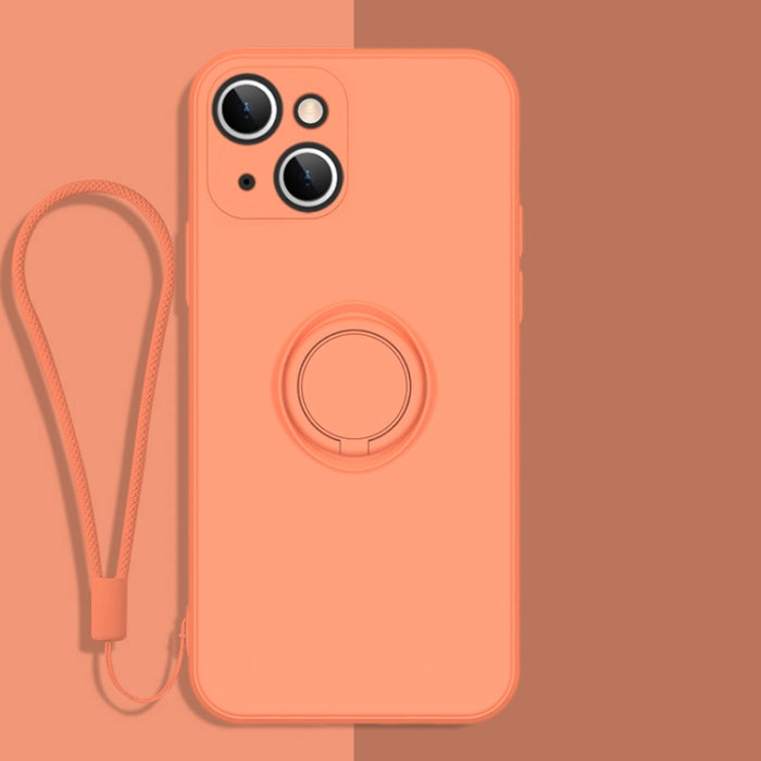 Estuche protector de teléfono de silicona líquida todo incluido con soporte para anillo y cordón