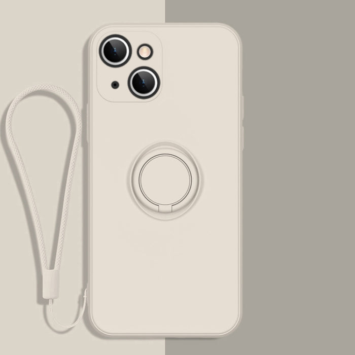 Estuche protector de teléfono de silicona líquida todo incluido con soporte para anillo y cordón