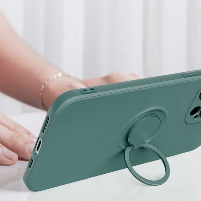 Estuche protector de teléfono de silicona líquida todo incluido con soporte para anillo y cordón