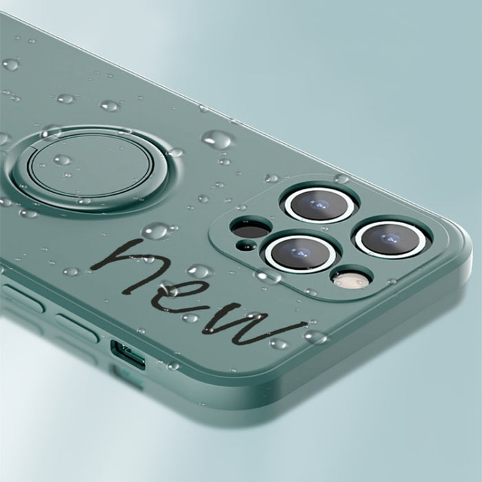 Estuche protector de teléfono de silicona líquida todo incluido con soporte para anillo y cordón