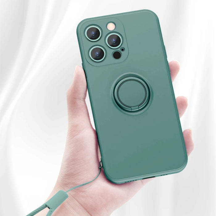 Estuche protector de teléfono de silicona líquida todo incluido con soporte para anillo y cordón