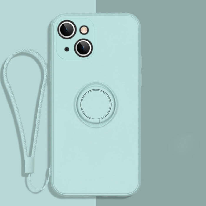 Estuche protector de teléfono de silicona líquida todo incluido con soporte para anillo y cordón