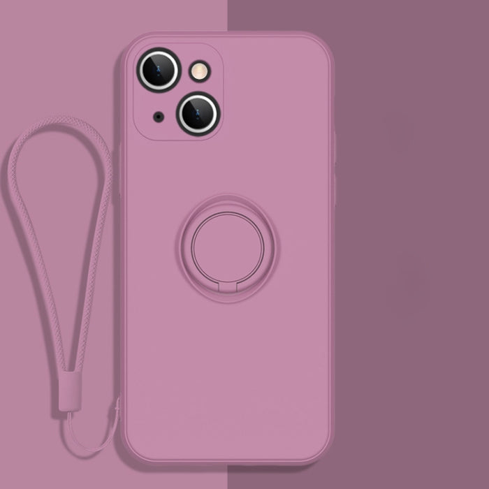 Estuche protector de teléfono de silicona líquida todo incluido con soporte para anillo y cordón