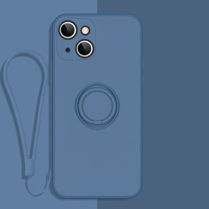 Estuche protector de teléfono de silicona líquida todo incluido con soporte para anillo y cordón