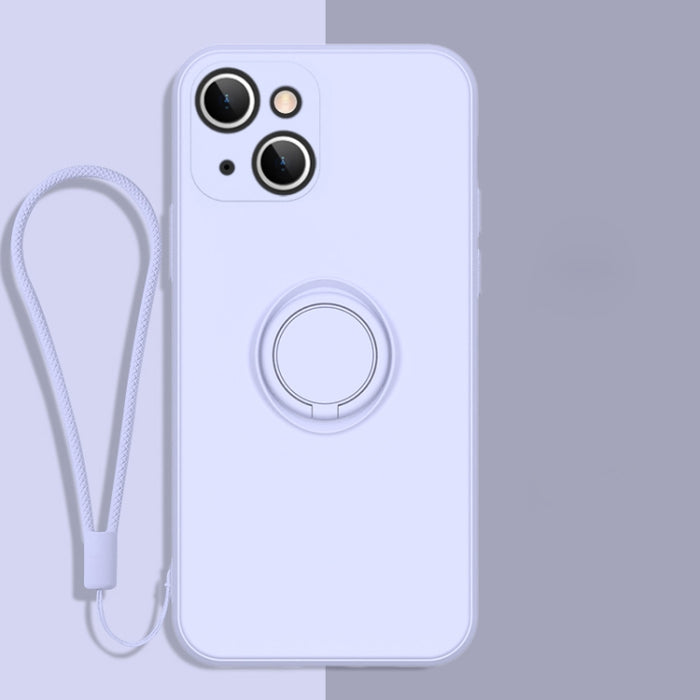 Estuche protector de teléfono de silicona líquida todo incluido con soporte para anillo y cordón