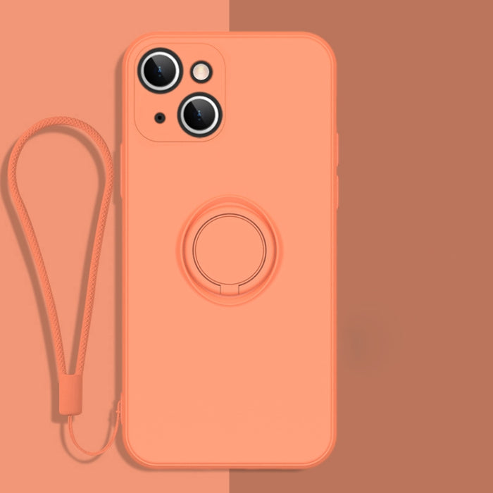 Estuche protector de teléfono de silicona líquida todo incluido con soporte para anillo y cordón